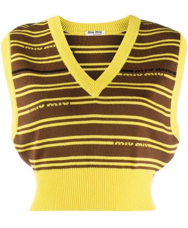 yellow and brown no sleeve top