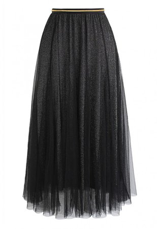 My Secret Weapon Tulle Maxi Skirt in Glitter Black - Skirt - BOTTOMS - Retro, Indie and Unique Fashion