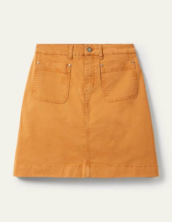 Patch Pocket Chino Skirt - Teak Wood Brown | Boden US
