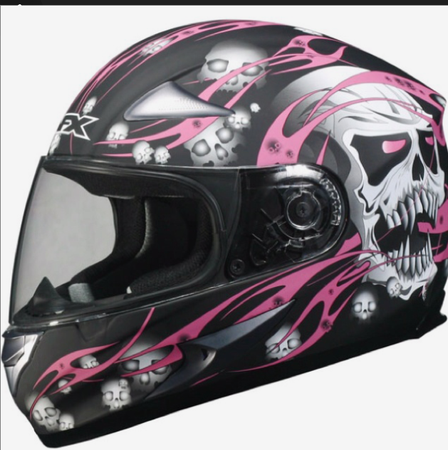 pink skull helmet