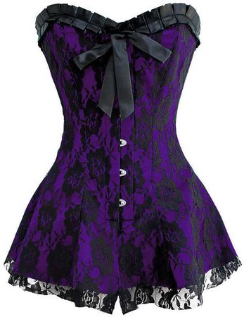 purple satin lace corset