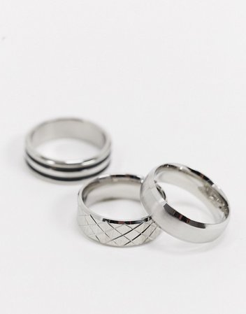 ASOS DESIGN stainless steel band ring pack in silver tone | ASOS