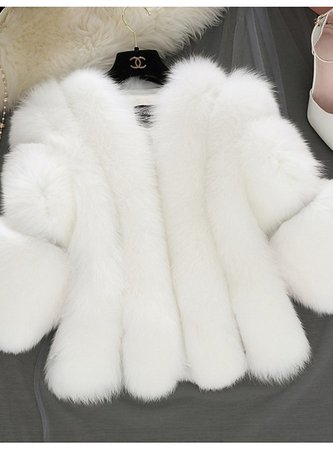 Women's V Neck Faux Fur Coat Short Solid Colored Daily Basic White Blushing Pink Gray S M L XL 2020 - US $76.99