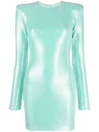 Alexandre Vauthier structured-shoulder sequin-embellished mini dress green 212DR14401416211 - Farfetch
