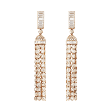 POMPON PENDANT EARRINGS Pendant earrings set with pavé diamonds, in pink gold
