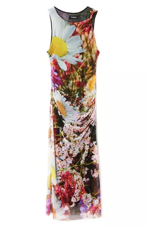 Desigual Marigold Floral Ruched Tank Dress | Nordstrom