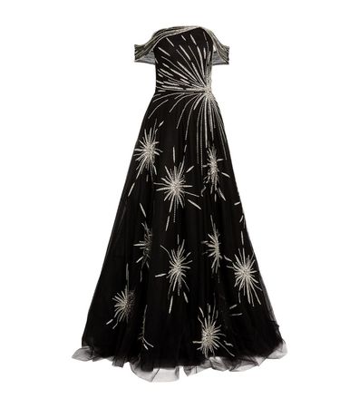 PAMELLA ROLAND  Star-Embellished Tulle Gown
