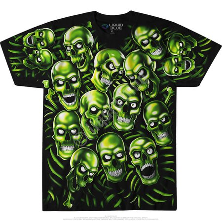 Skull Pile Green Black T-Shirt Tee Liquid Blue Juicy J Travis Scott