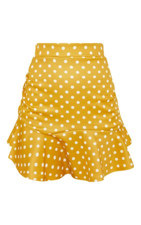 Mustard Printed Flippy Hem Mini Skirt | PrettyLittleThing