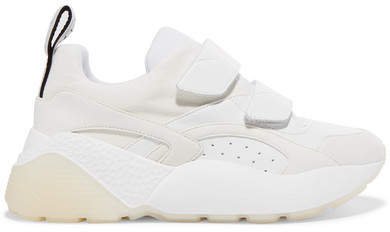 Eclypse Faux Leather, Suede And Neoprene Sneakers - White