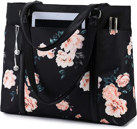 Amazon.com: Laptop Tote Bag Womens Work Bags Purse Floral Teacher Handbag Shoulder Bag fit 15.6 in Laptop (Black - Peony Floral) : Electronics