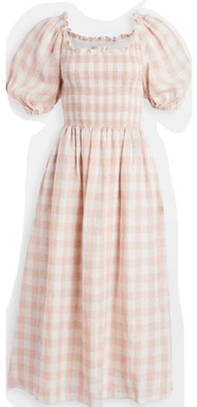 cottage core pink plaid dress