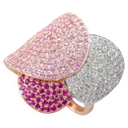 Customizable Ralph Masri 1919 Diamond Ruby Pink Sapphire Cocktail Ring For Sale at 1stDibs