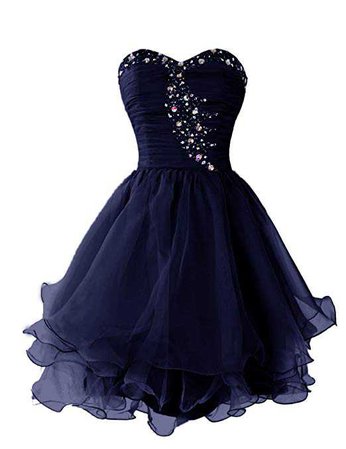 Dressystar 80703 Short Prom Bridesmaid Dress Beaded Sweetheart Homecoming Gowns Lace-up 2 Navy at Amazon Women’s Clothing store: