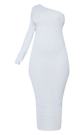 Shape Dusty Blue Knit One Shoulder Midaxi Dress | PrettyLittleThing USA