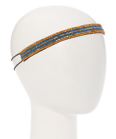 Alisha & Chloe Orange, Blue & Gold Stripe Beaded Stretch Headband | Zulily