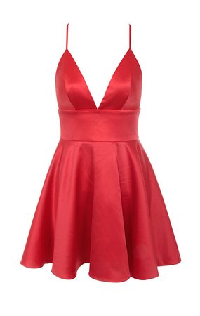 Clothing : Bodycon Dresses : 'Dahna' Red Satin Bralet Mini Dress