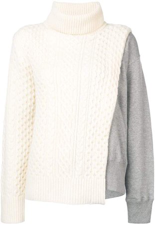 layered cable knit tabard sweatshirt
