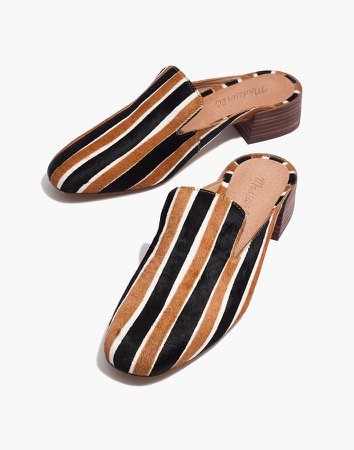 The Willa Loafer Mule in Striped Calf Hair