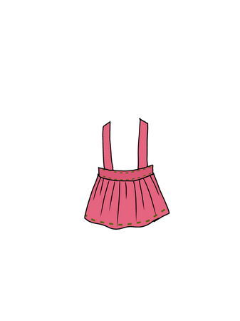 cartoon kids skirt- boden suspender skirt pink