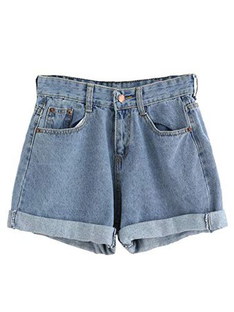 SweatyRocks Women's Retro High Waisted Rolled Denim Jean Shorts with Pockets at Amazon Women’s Clothing store: