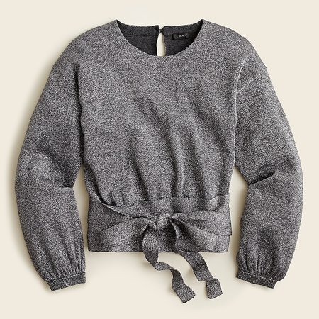 J.Crew: Tie-waist Metallic Crewneck Sweater For Women