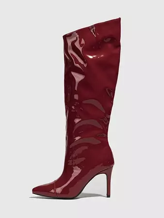Patent Leather Stiletto Slouchy Calf Boots In WHITE | ZAFUL 2024