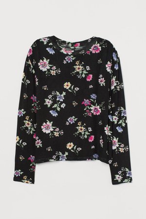 Patterned Sweater - Black/floral - Ladies | H&M US