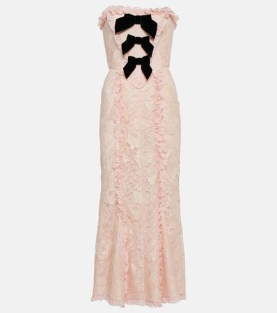 Bow Detail Lace Gown in Pink - Alessandra Rich | Mytheresa