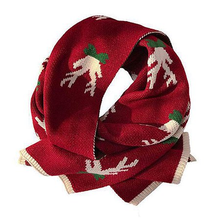 Knit Fashion Scarf Reindeer Thick Knitted Winter Warm Muffler Neck Wrap Cartoon Scarves New Year Gift for Women Girls Kids at Amazon Women’s Clothing store