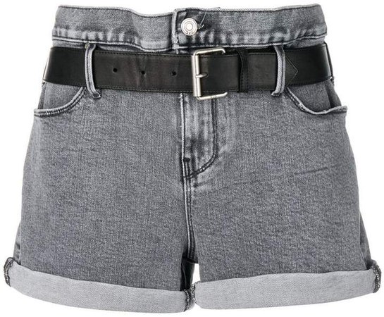 belted denim shorts