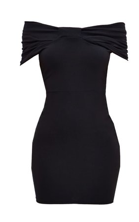 Black Bow Bardot Stretch Woven Bodycon Dress | PrettyLittleThing USA