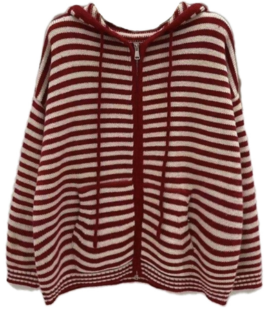 Oversized red and white striped hoodie