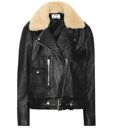 ACNE STUDIOS Shearling-trimmed leather jacket € 1,545 - mytheresa.com