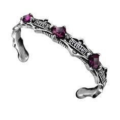 Alchemy Gothic In Nomini Patrie Purple Swarovski Crystals Bracelet Cuff