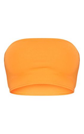 Orange Crepe Bandeau Crop Top | Tops | PrettyLittleThing