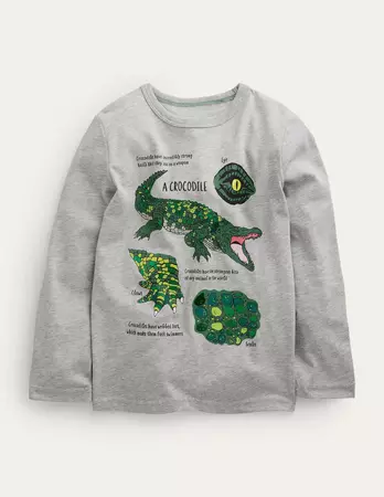 Crocodile T-shirt - Grey Marl Crocodiles | Boden UK