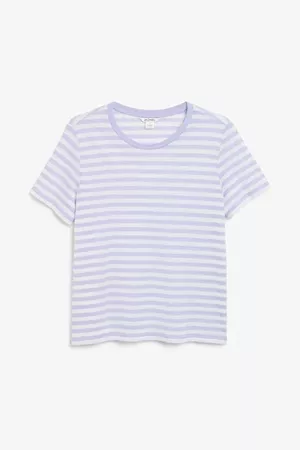 Soft tee - Lilac stripes - T-shirts - Monki WW