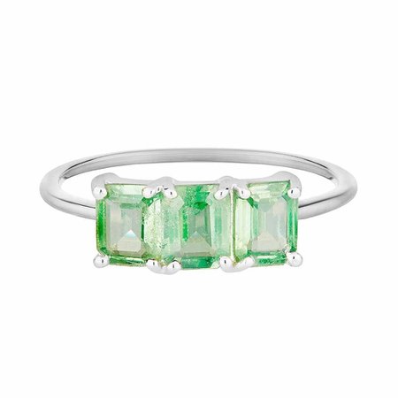 Sterling Silver Deco Emerald Cut Ring in Mint Kyanite – Carrie Elizabeth