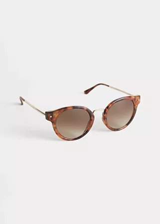 Rounded Gold Bridge Sunglasses - Brown Tortoise - Round frame - & Other Stories