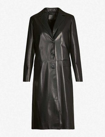 PRADA - Single-breasted leather coat | Selfridges.com
