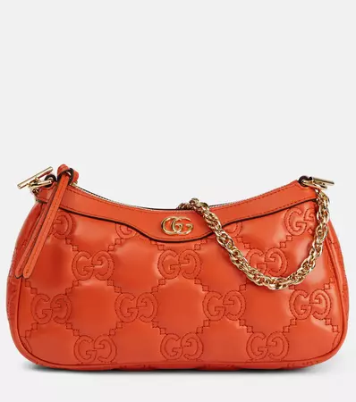 GG Matelasse Leather Shoulder Bag in Orange - Gucci | Mytheresa
