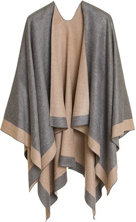 Women's Shawl Wrap Poncho Ruana Cape Cardigan Sweater Open Front for Fall Winter (Light Gray Beige) at Amazon Women’s Clothing store