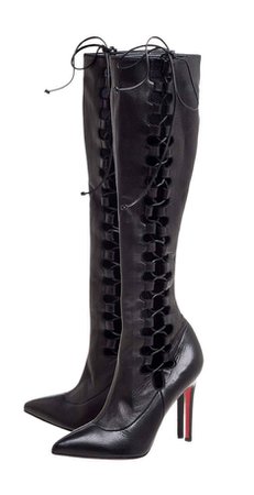 christian louboutin black leather goulue high boots