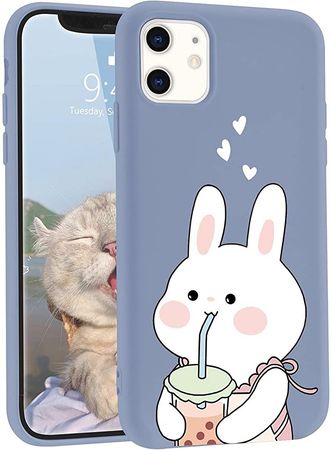 Amazon.com: Cute Cartoon Bunny Designed for iPhone 13 Mini Cases, Kawaii Drink Pearl Milk Tea Blue Liquid Silicone Soft Gel Rubber Phone Cover for Women Girls : Cell Phones & Accessories