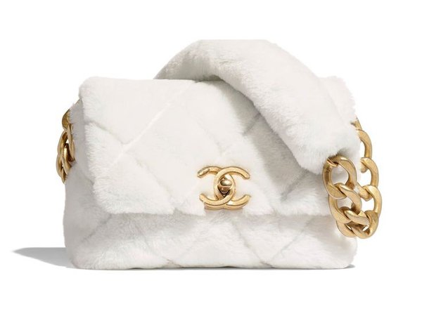 white fluffy chanel bag