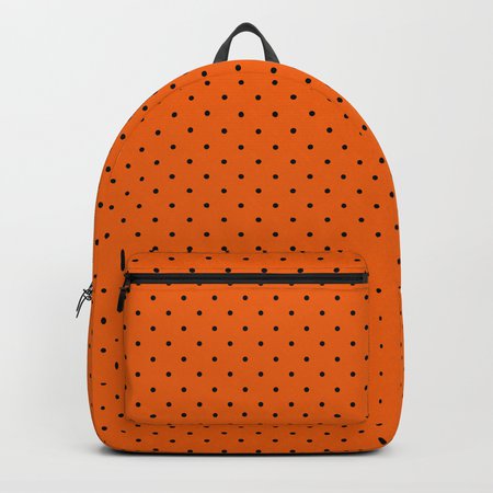 orange backpack black dot