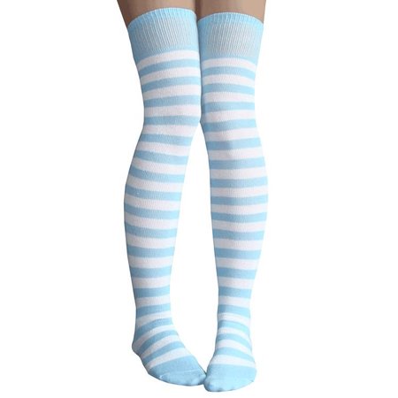 Light Blue/White Striped Thigh Highs