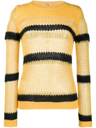 Miu Miu striped open-knit jumper