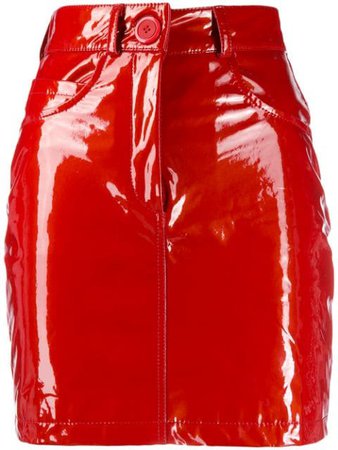 Almaz Patent Leather Effect Skirt SK0201F19 Red | Farfetch